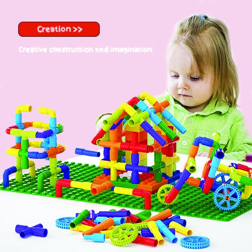 ISI 50 PCS Mainan Edukatif Anak Balok Susun Pipa / Mainan Anak Edukasi Block Pipa / Mainan Puzzle Block Warna Pastel ISI 50 PCS 050P