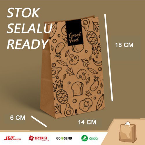 

Kertas Bungkus Makanan Roti / Burger / Kebab / Craft Samson A4 14x11cm Kertas Bungkus Coklat Motif