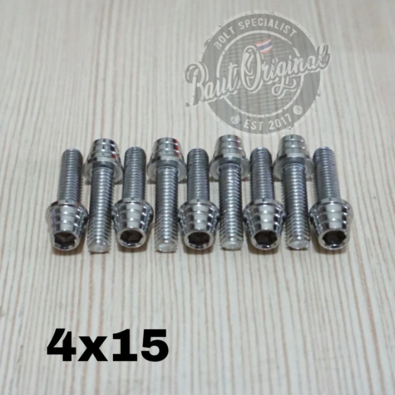 Baut probolt kerucut silver 4x15 drat 6 panjang 1.5cm heng thailand harga satuan