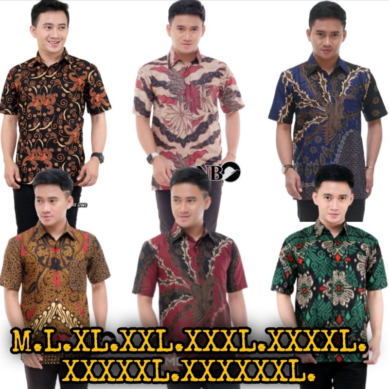M, L, XL, XXL, XXXL, XXXXL, XXXXXL HEM KEMEJA BATIK PRIA LENGAN PENDEK TERVIRAL JUMBO BATIK ORIGINAL