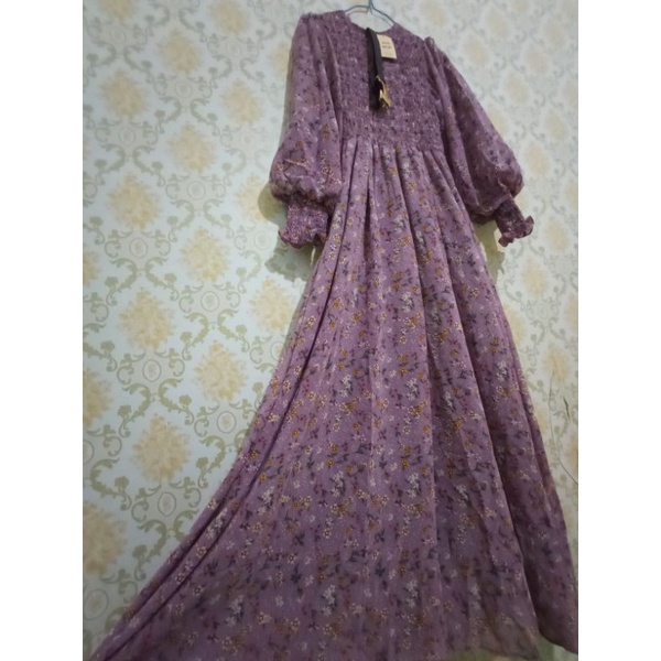 Gamis Smoke Bunga Free Belt by Cocoyu