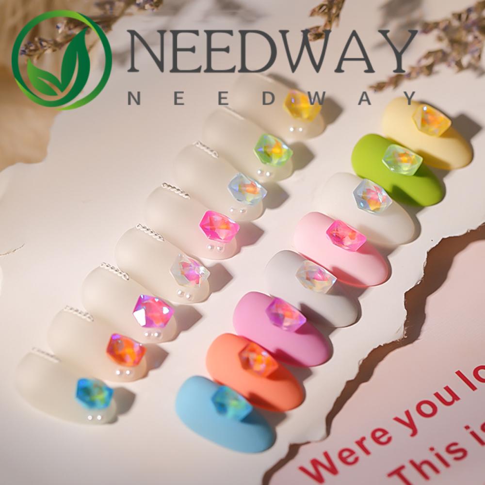 Needway  Flash Nail Art Rhinestones Fluorescent DIY Ornaments Pointed Bottom Diamond Jewelry Crystal Gems Three-dimensional Multi-faceted Manicure Accessories Japanese 3D Nail Decoration