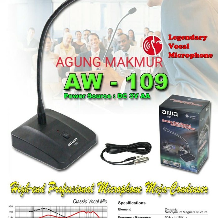 AIWA Microphone Meja/Podium Kabel aiwa 109 ccok buat pidato dll