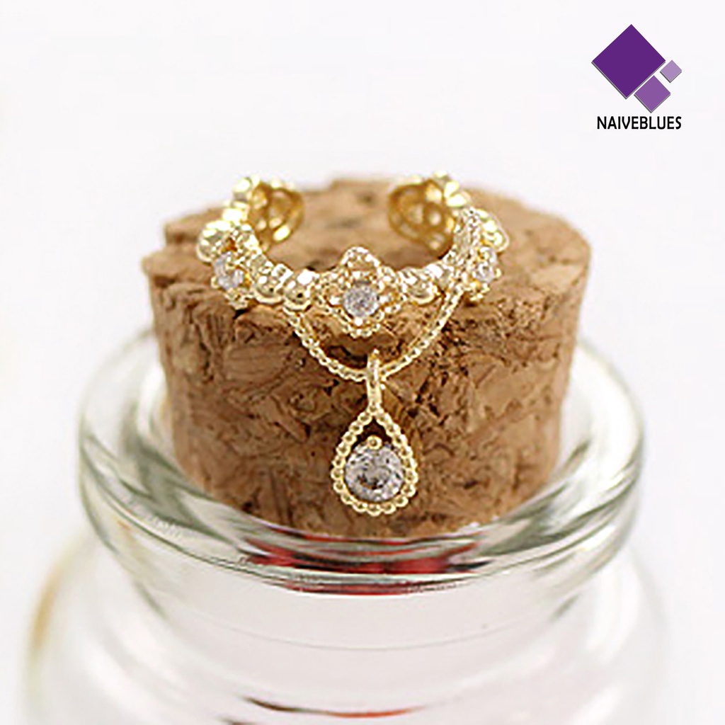 1pc Anting Ear Cuff Liontin Teardrop Untuk Wanita
