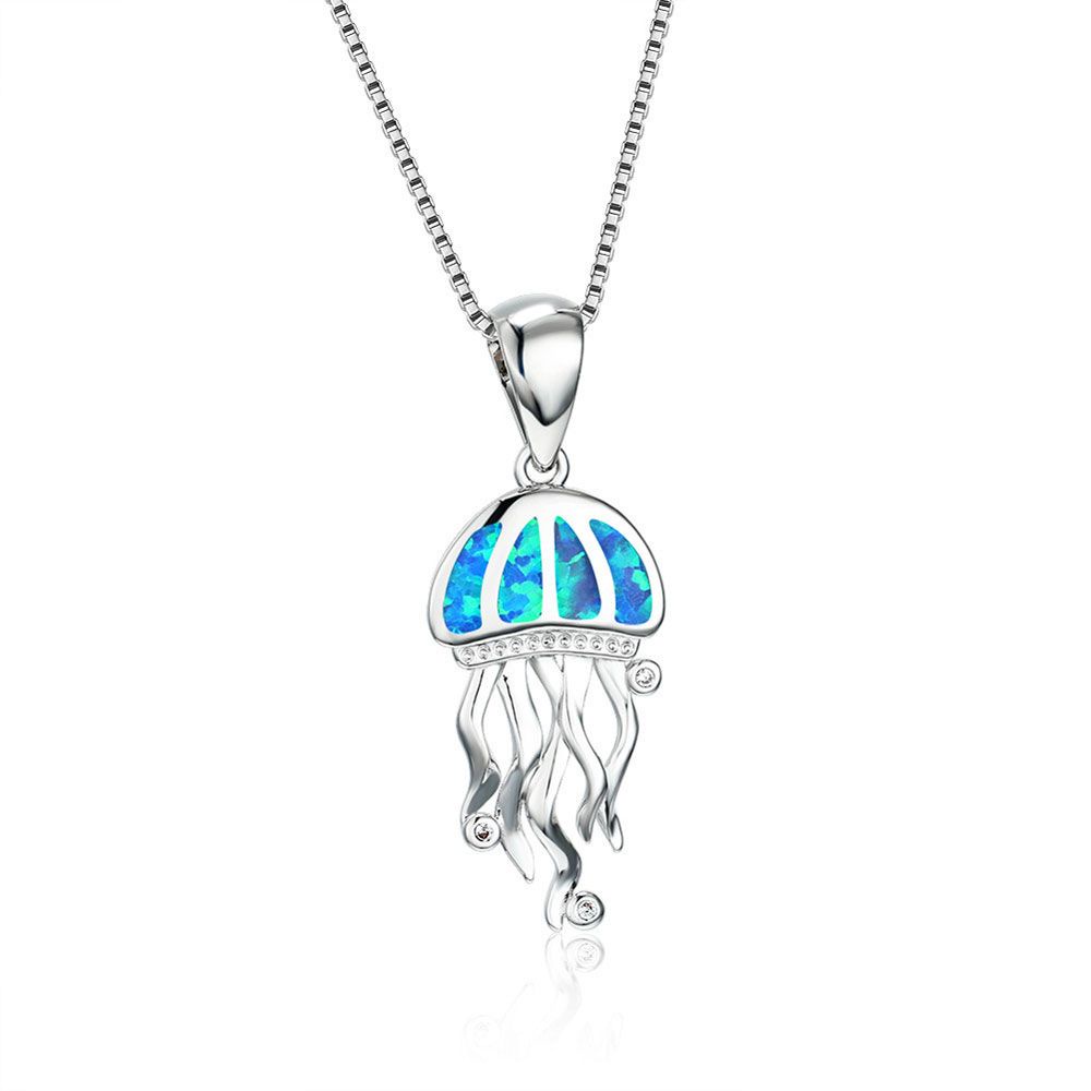 ROW New Pendant Luxury Blue Necklaces Gift Jellyfish Animal Jewelry Fashion Female