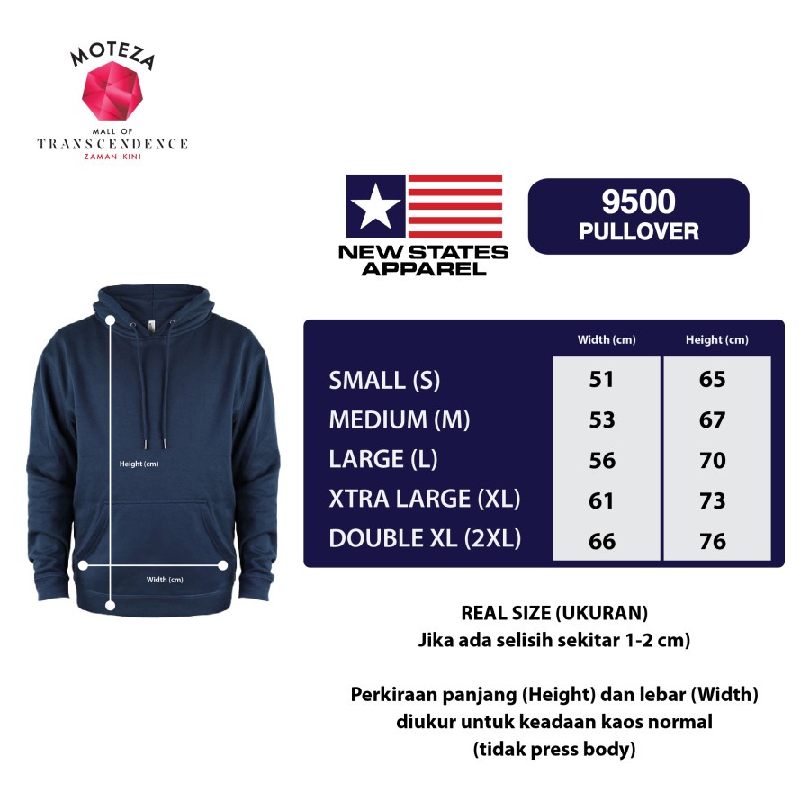 Jaket Sweater Hoodie Polos New State Apparel - NSA Pullover 9500 - WARNA