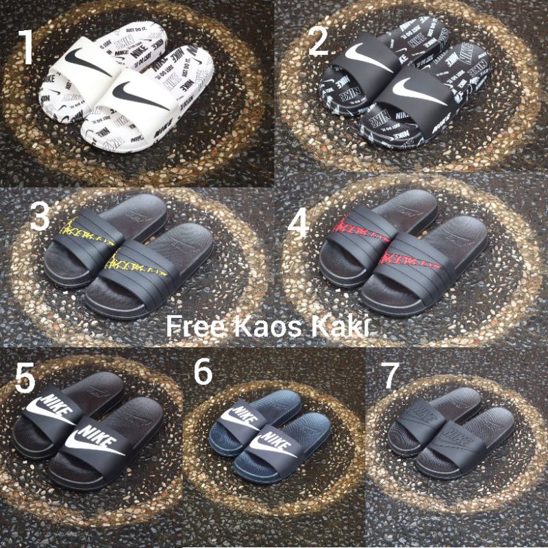 SANDAL NIKE SLOP SIZE 39 - 44 SENDAL PRIA SANTAI HITAM ABU PUTIH
