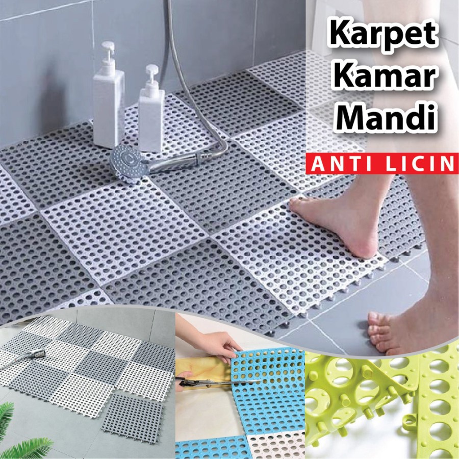 Barnik88 Karpet Kamar Mandi Polkadot Anti Licin 30x30 cm / Keset Alas Lantai Dapur Anti Slip murah!!