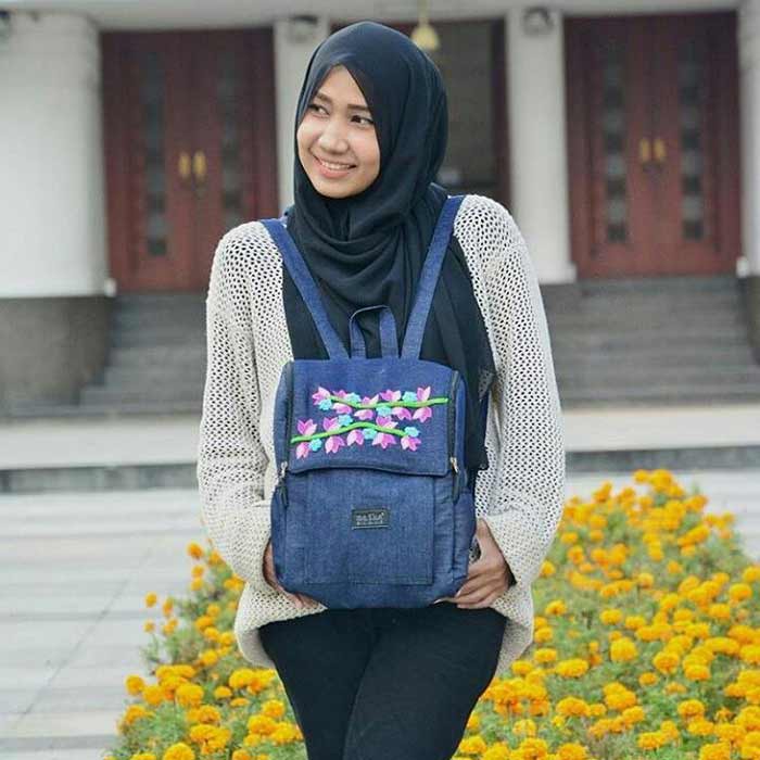 Tas Jeans Ransel Mini Maika etnik Teenage MB LINEA untuk Wanita