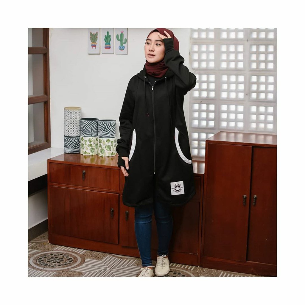 Long RH Zipper || Hoodie Hijaber || Sweater wanita #LRZ