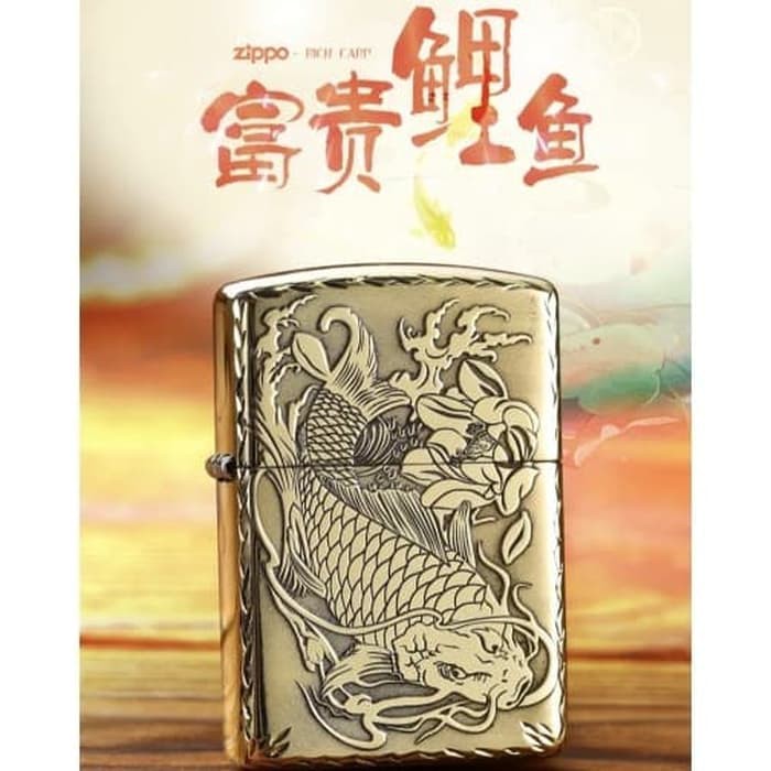 Zippo Korek api Lighter Gold Fish Windproof JAPANESE