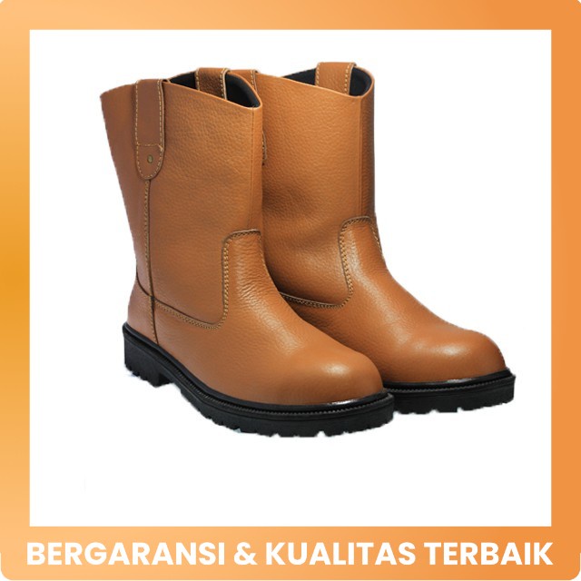 Sepatu Safety Pria Grutty HR-046 | Kulit / 38-43 / Karet Warna Tan