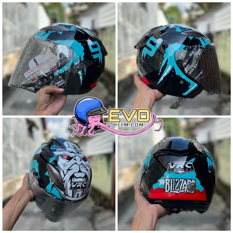 HELM CENTRO MOTIF GP VRC FREE VISOR IRIDIUM NORISK - HELM VRC ONGKIR 2KG