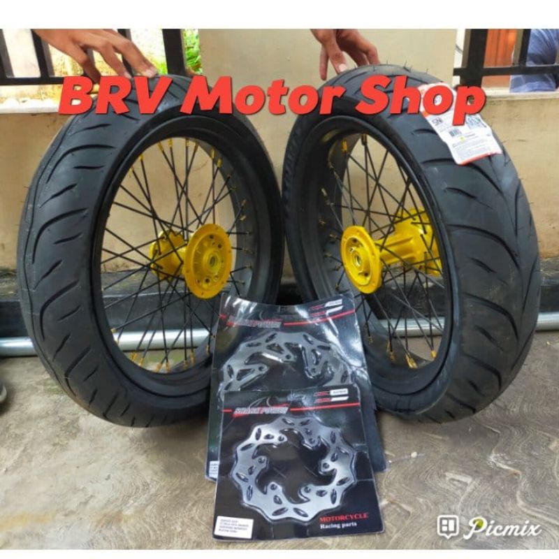 Velg SuperMoto Klx150/ D Tracker150 Ukuran 300-250-17 Tromol Ori Full Set / Velg sumo klx