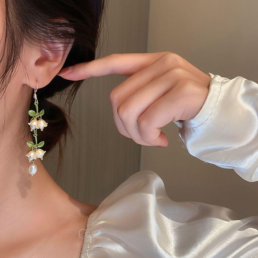 R-bunga Lily Menjuntai Anting Hadiah Wanita Perhiasan Gaya Korea Piercing Drop Earrings