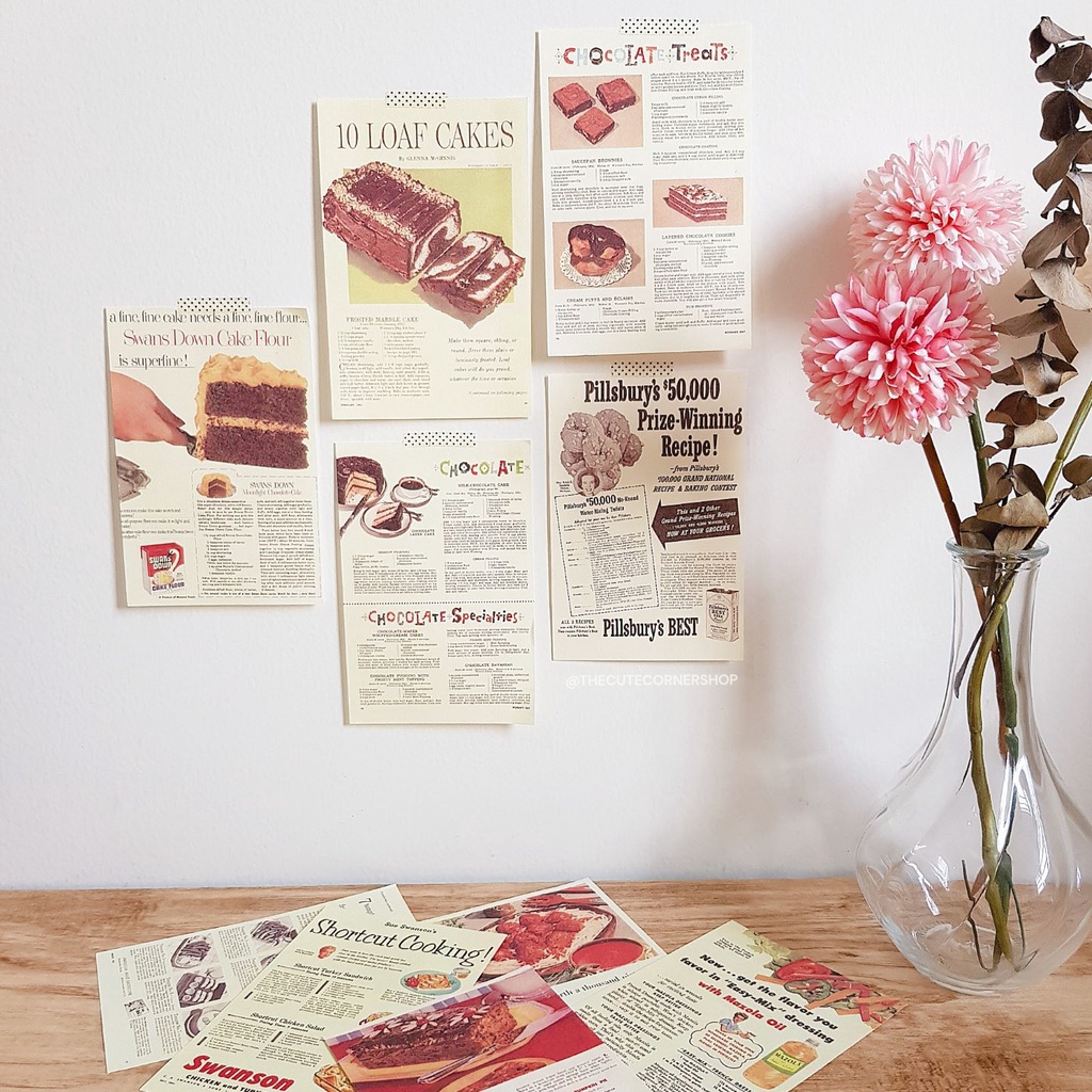 

Vintage Dessert Paper Set (10 sheets) - Kertas Gaya Retro Vintage Cake Dessert untuk Scrapbook / Dekor / Props Foto