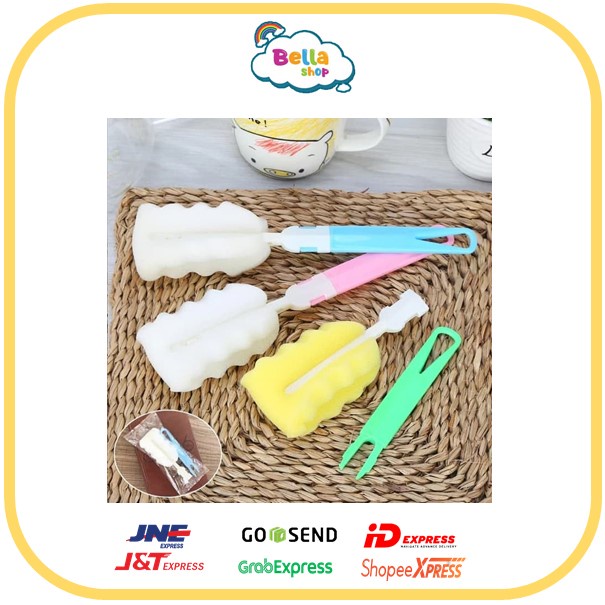 TONGKAT SPONS PEMBERSIH BOTOL SUSU BAYI / SPONGE BRUSH BOTOL MINUM / SIKAT SPON BUSA PENCUCI GELAS T