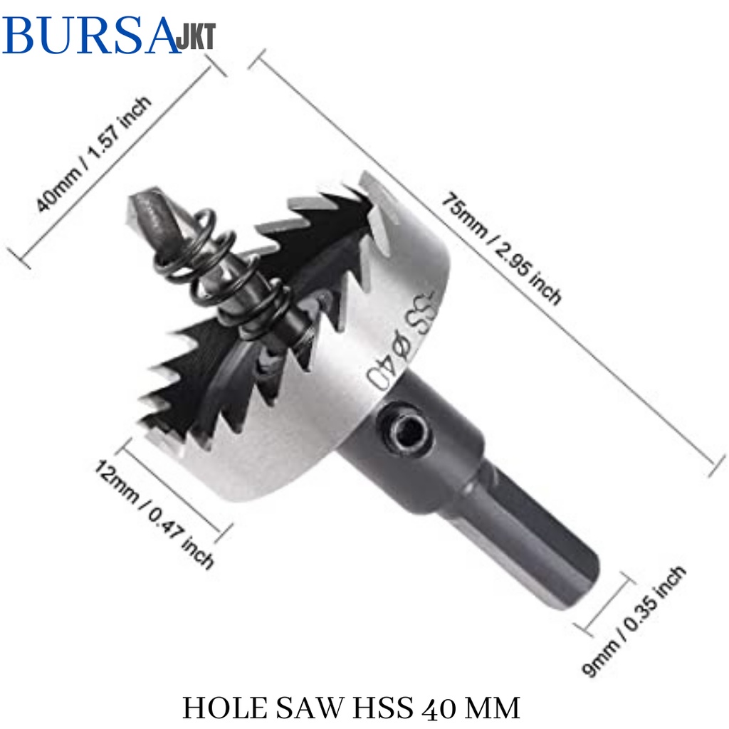 MATA BOR HOLE SAW STAINLESS STEEL PELUBANG BESI PLATE METAL DRILLING LOGAM 40 MM