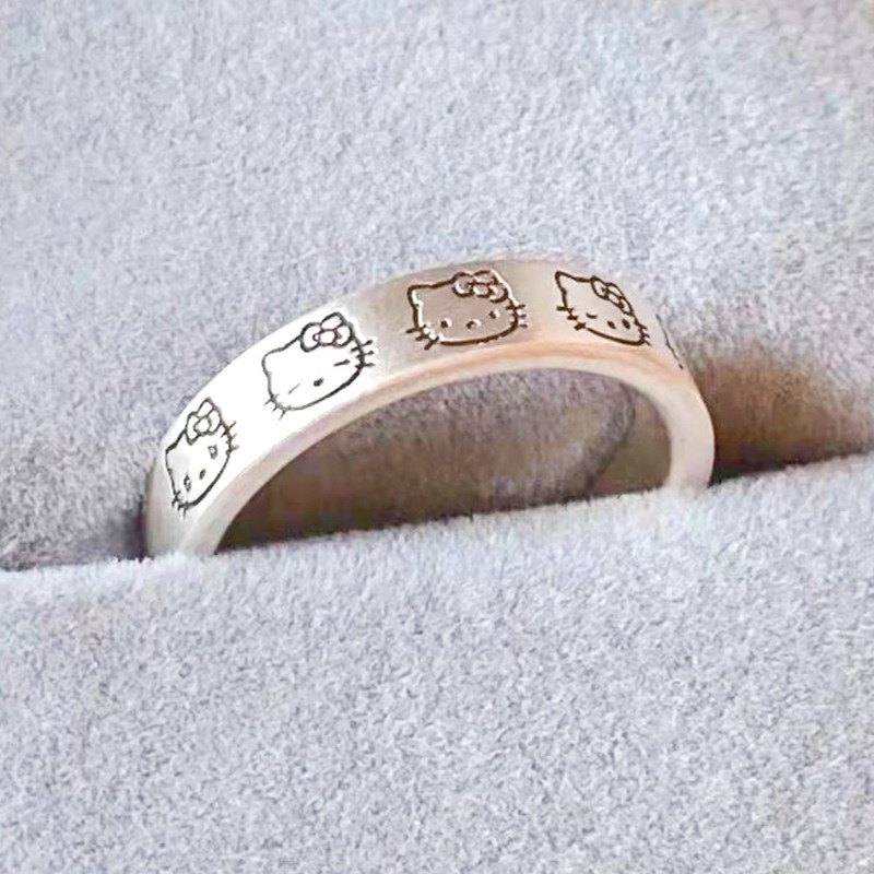 Cincin 925 Silver Adjustable Desain Hello Kitty Untuk Wanita