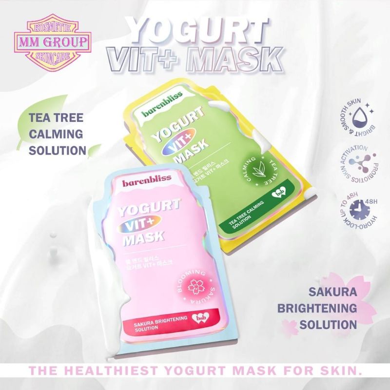 BNB Barenbliss Yogurt Vit+ mask - Sakura Brightening | Tea Tree Calming