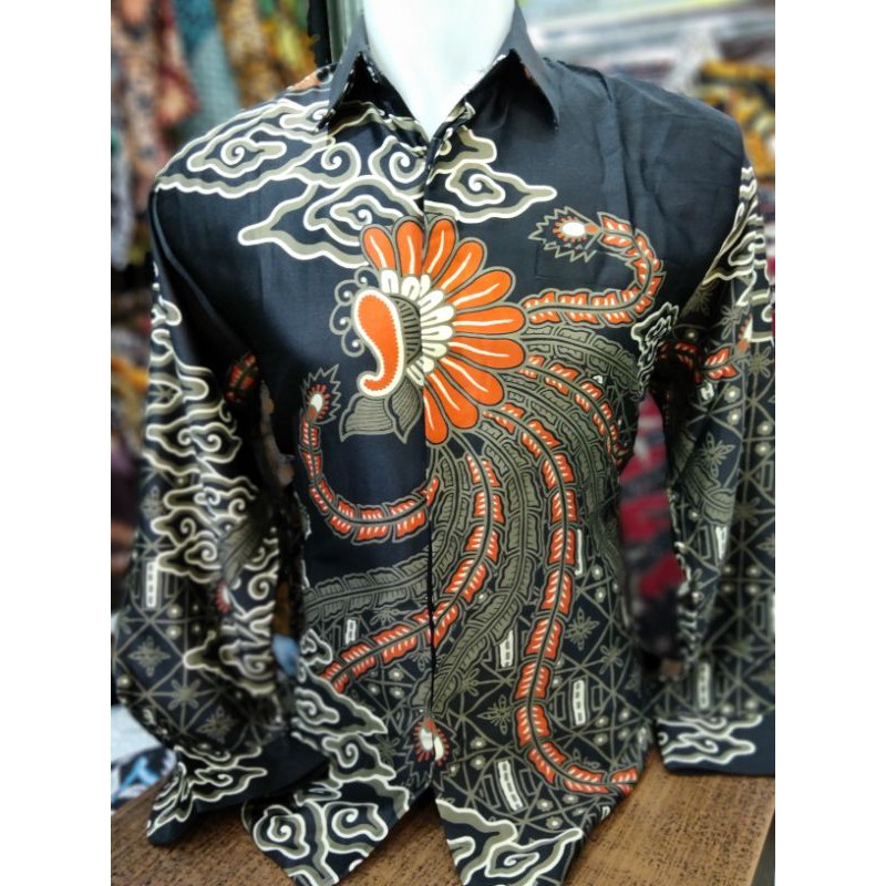 batik kemeja cowok tangan panjang semi sutra/Silci/bahan licin