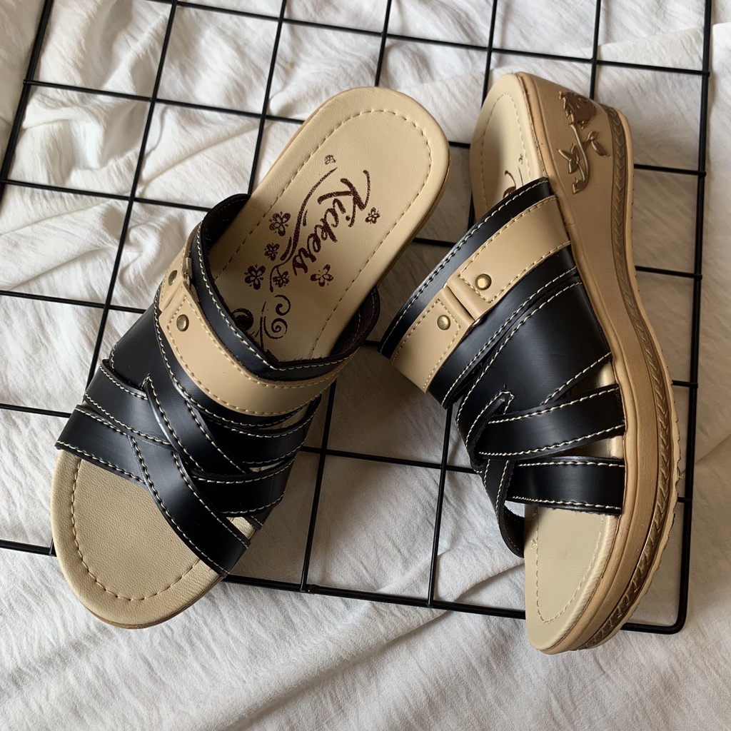 (TANPA KARDUS) sandal WEDGES SLOP SLP.04 3 SENDAL WANITA cewek terlaris perempuan keren kece terpopuler trandy SANDAL WEDGES WANITA TERBARU || SANDAL HAK TAHU WANITA Wedges Wanita Sandal Selop / Slop Casual Murah Kekinian