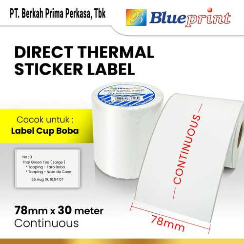 

Blueprint Barcode Direct Thermal 78x30 continuous Kertas Label Stiker