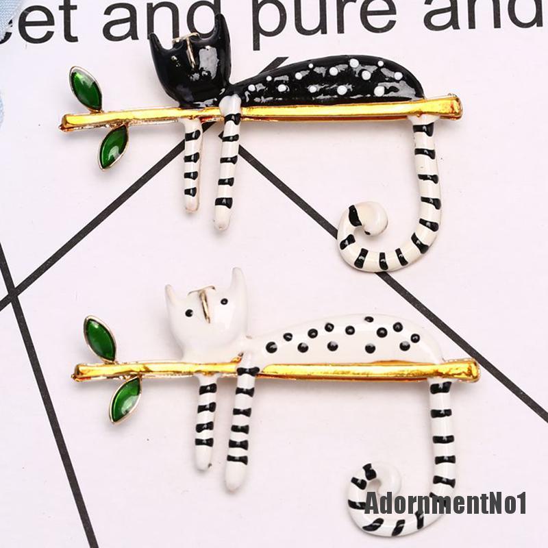 (Adornmentno1) Bros / Pin Motif Kucing + Ranting Untuk Aksesoris Pakaian