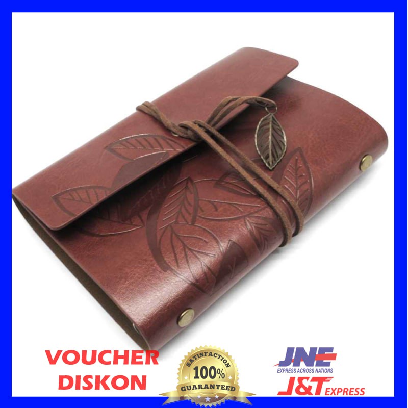 

Buku Catatan Binder Kulit Retro Leaf Kertas A6- Notes Buku Catatan