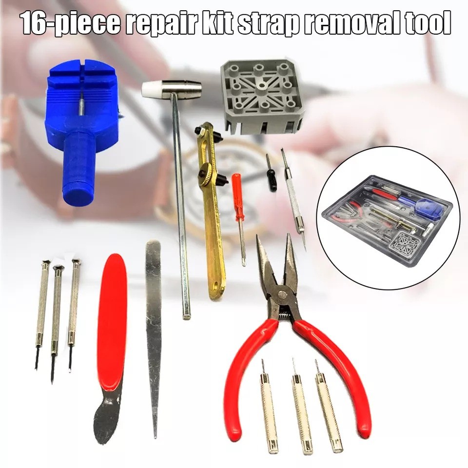 Alat Perbaikan Reparasi Jam Set 16 Pcs Clock Repair Tool Service Jam