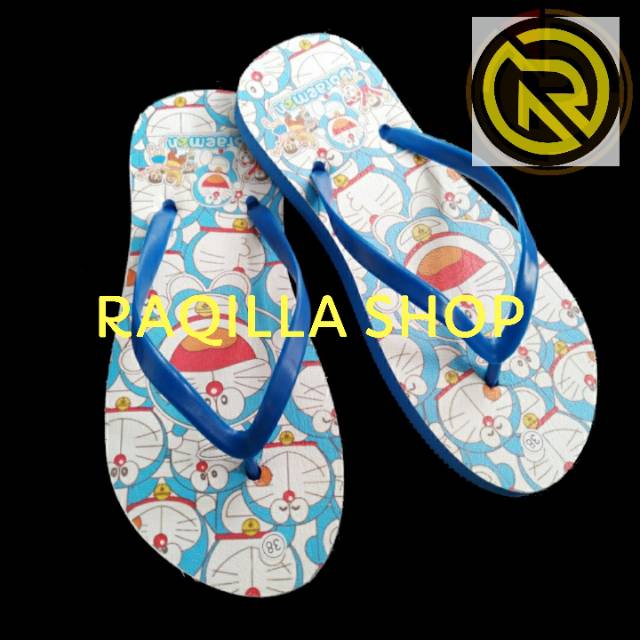 Sandal jepit dora emon sandal Flat Teplek santai Sandal Wanita Jepit Karakter Dewasa