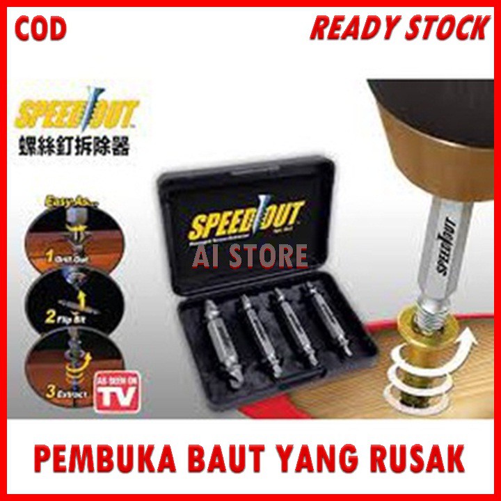 Alat Pembuka Baut Yang rusak/ Pelepas Baut Rusak / Speed Out Damage Screw Extractor Perkakas Tukang