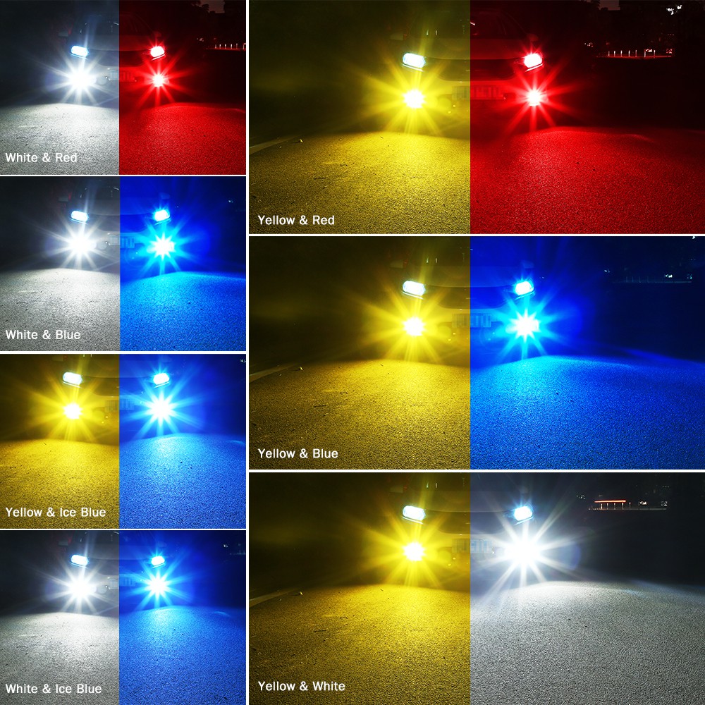 1Pcs 【LED】 Lampu LED Putih H3 / H4 / H7 / H8 H11 / 9006 / H16 / P13W Two Color 24SMD untuk Headlight / Fog lamp Mobil Lampu Depan 3030 SMD 12-24V Anti Kabut Untuk Mobil