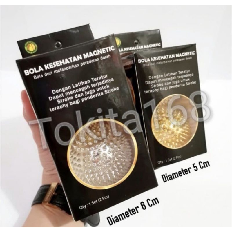 2 Pcs Bola Duri Magnet Terapi 6 Cm dan 5 Cm + Dus