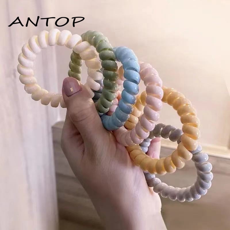 Korea Permen Warna Rambut Cincin Telepon Kawat Kepala Tali Wanita Sederhana Karet Gelang Tidak Ada Jejak Ekor Kuda Hiasan ANTOP