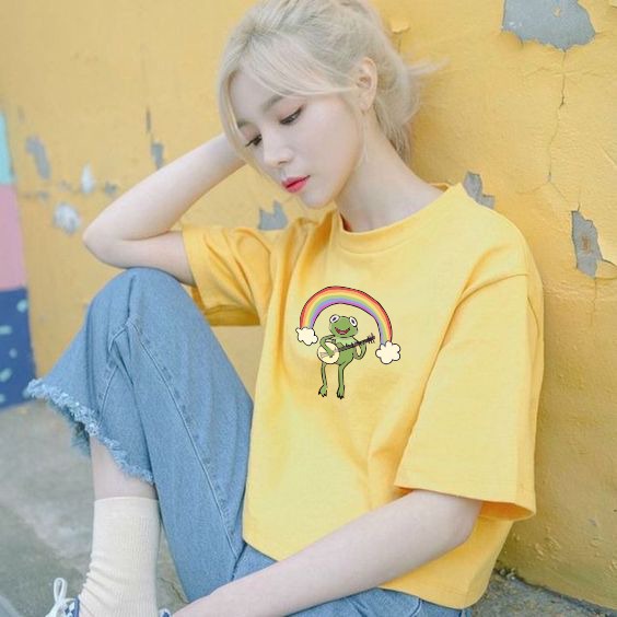 MYSTIQUE.ID-BAJU KAOS RAINBOW FROG T-SHIRT LUCU DAN AESTHETIC