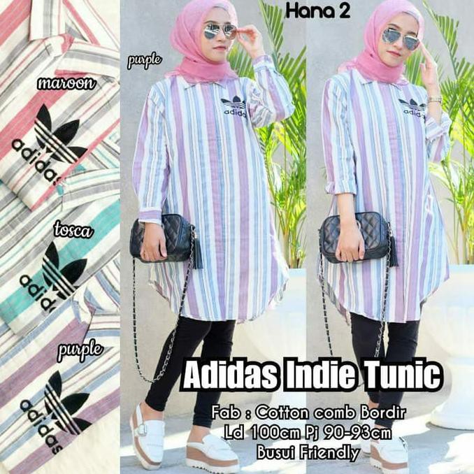 Bismillah . . . Baju Atasan Wanita Muslim Blouse Adidas Indie Tunik Terlaris