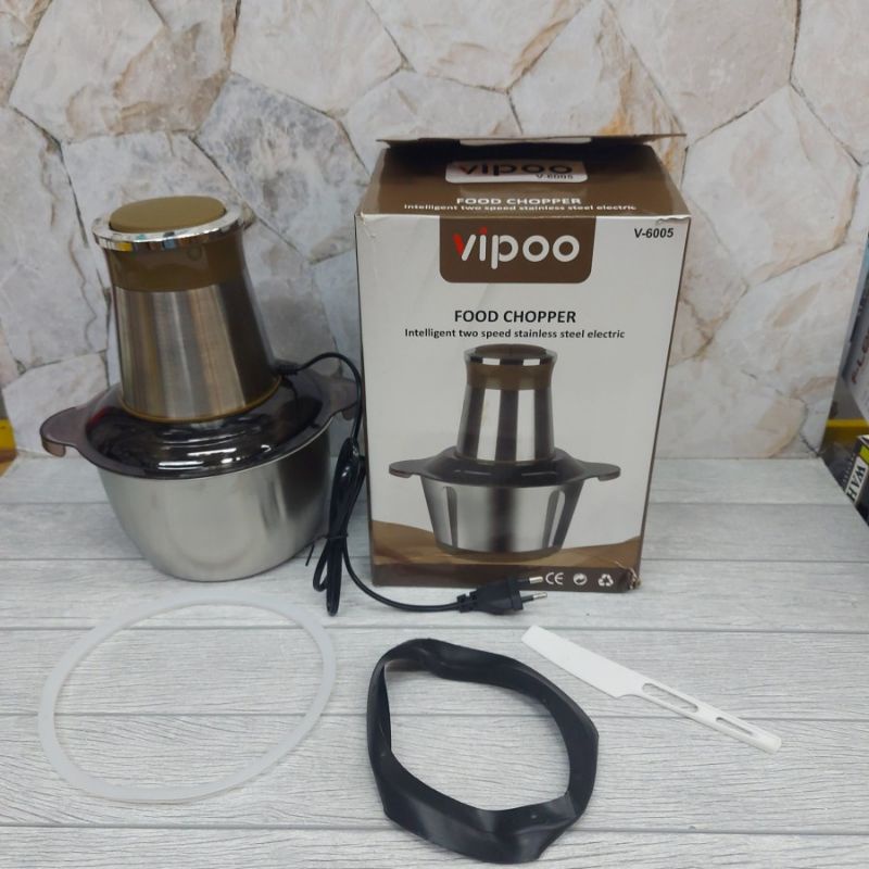 Food Chopper Vipoo V-6005 Stainless 2L // Blender Juicer Multifungsi