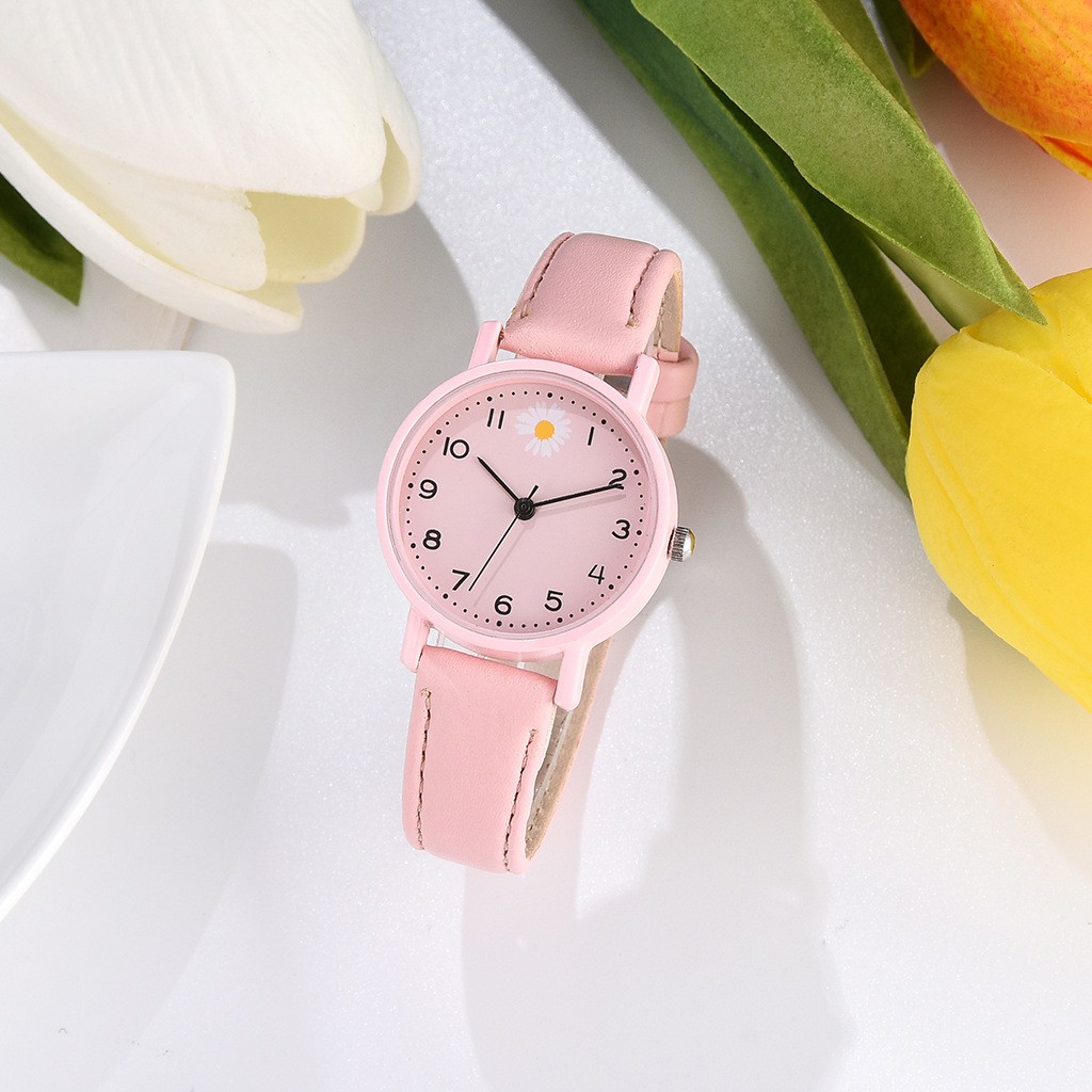 Jam Tangan Wanita Bunga Daisy Analog Quartz Korean Watch Analog Fashion Wanita-40-3 Pink