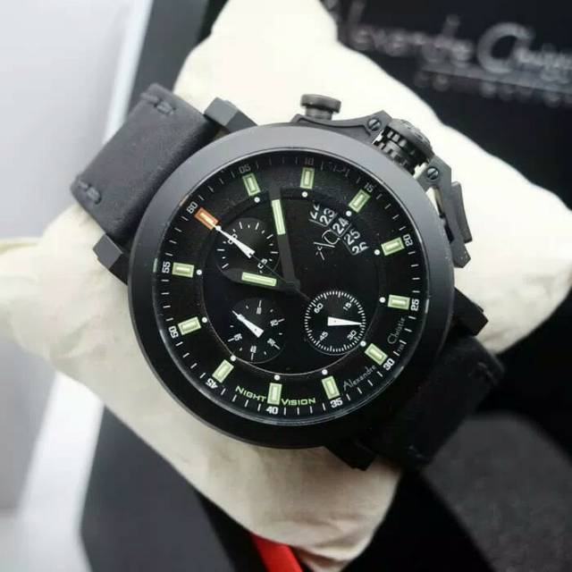 Jam Tangan Pria Alexandre Christie AC 9200 Full Black Night Vision Original Garansi Resmi