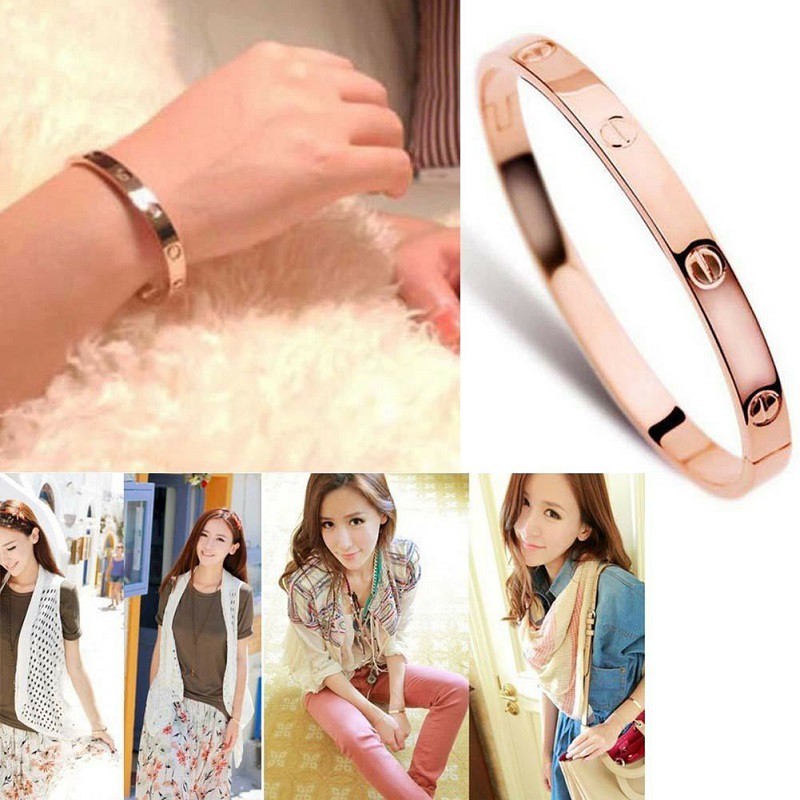 bracelet Emas 18k simple gelang titanium anti karat dan anti luntur perhiasan wanita