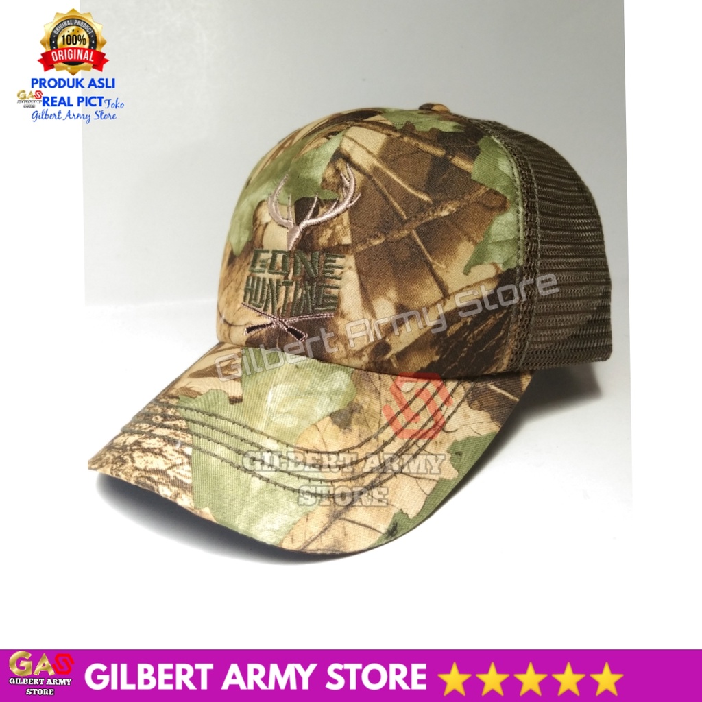 GILBERT ARMY STORE Topi Loreng Camo Perbakin Terbaru Logo Bordir Military Outdoor Camping Motif Daun Berburu Realtree Grosir Premium Murah