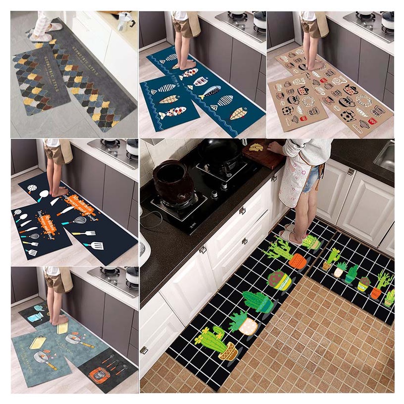 TOKO MUDA Keset Dapur Premium Anti Slip Keset Kaki Motif 2in1 Keset Ruang Makan 120x40 dan 40x60 lwk02