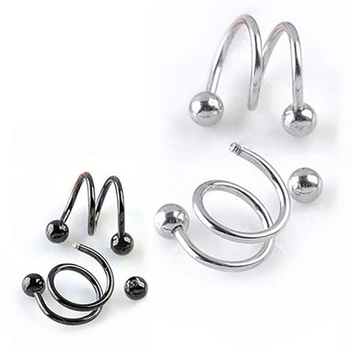 Cincin Tindik Telinga Bibir Hidung Tubuh Bentuk Spiral Bahan Stainless Steel Gaya Punk