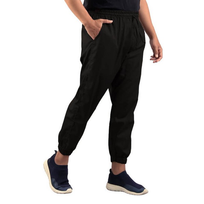 Celana Jogger Unisex Pria Wanita Joger Karet Katun Casual Hitam Black