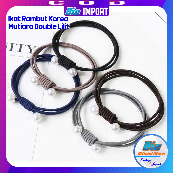 Ikat Rambut Korea Mutiara 2 Layer Korean Style Impor Best Seller
