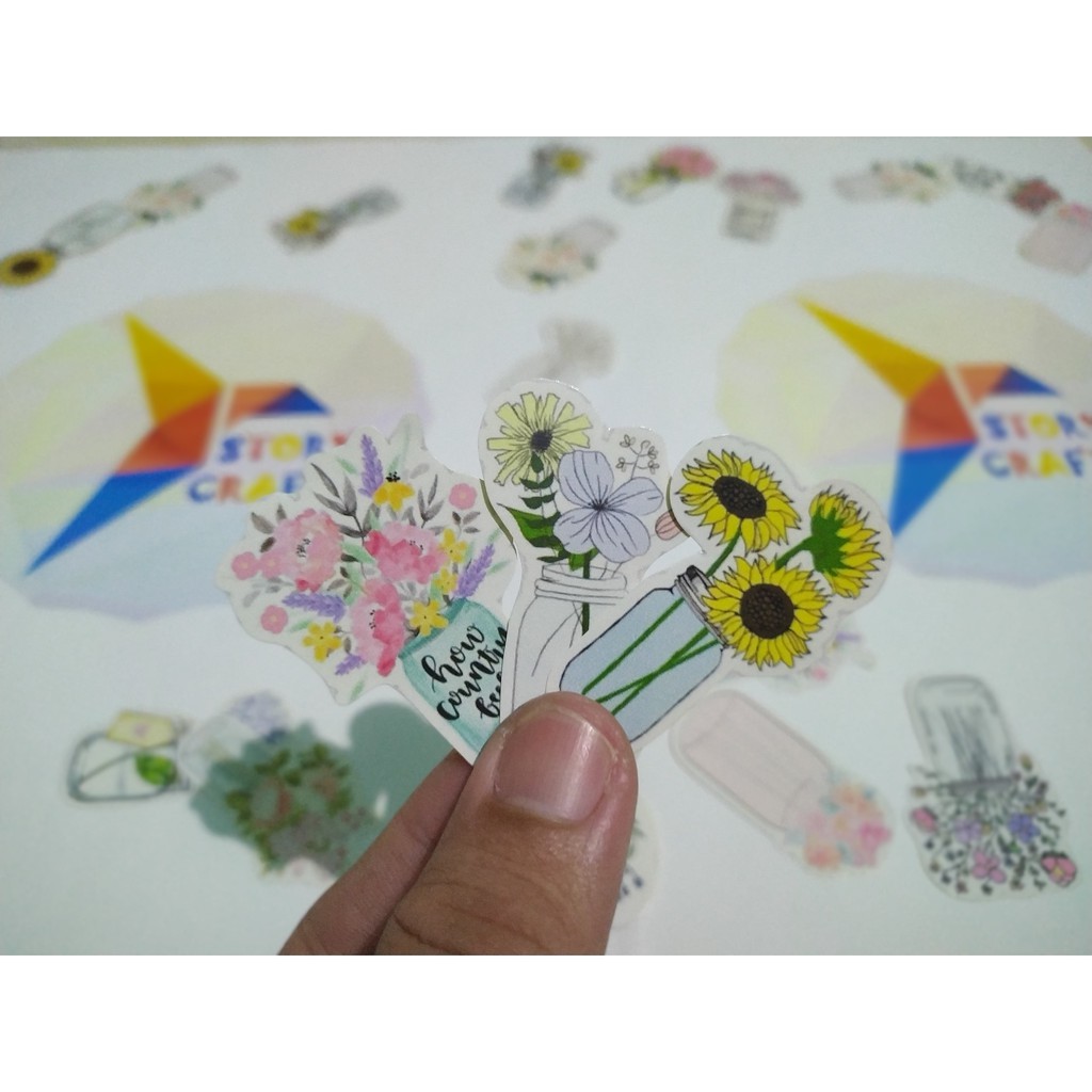 

Sticker Animasi Pot Tanaman Hidroponik Lucu Mini