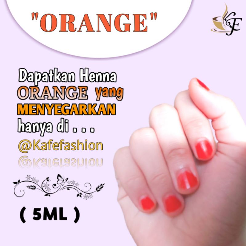 (5ML) Henna Kuku Orange Awet Sah Untuk Sholat Nauraa Kutek Halal Muslimah Elhauraa Ceria Razeta