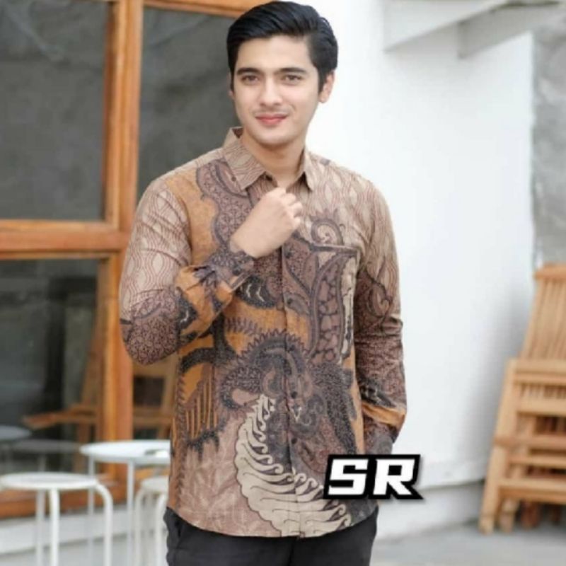 Batik Pria Lengan Panjang BATIK NAKULA HRB026 motif KERATONAN Kode 002 size M L XL XXL Reguler