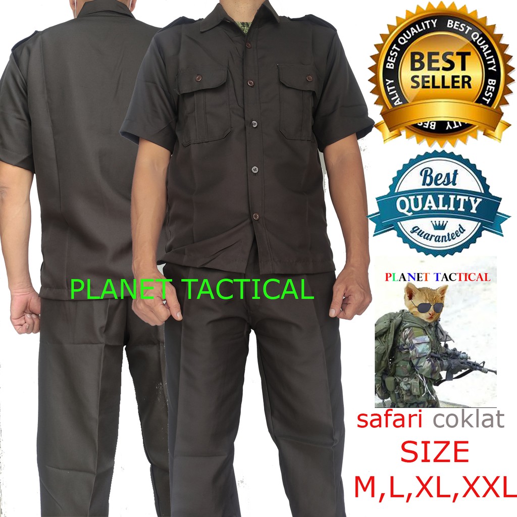 Baju Safari Coklat Seragam Safari Security Satpam Coklat Shopee Indonesia